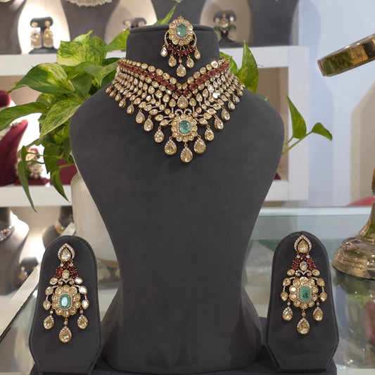 Anuvanshika Mossanite Polki bridal set