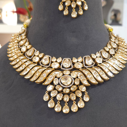 Ramneek moissanite polki necklace set