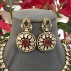Jasmine moissanite polki necklace set