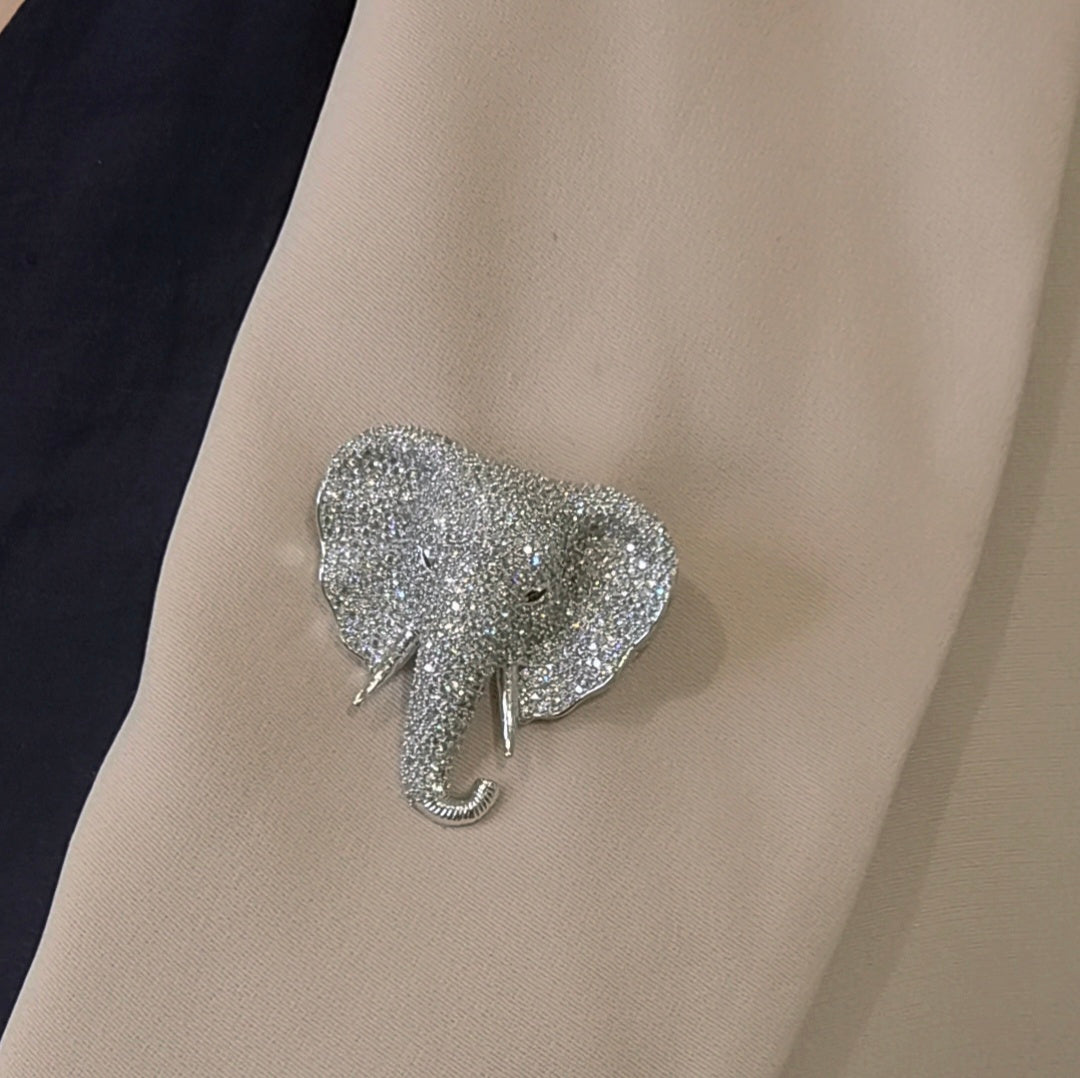 Baby elephant cz brooch
