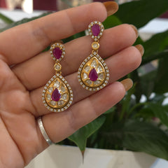 Rose polki necklace set