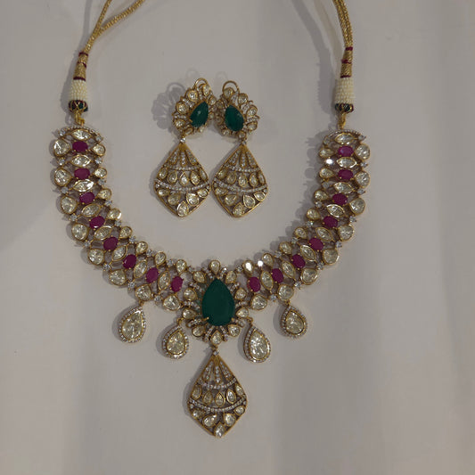 Myra moissanite polki necklace set