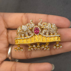 Elephant moissanite polki brooch