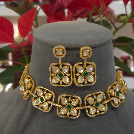 Harshita moissanite polki choker set