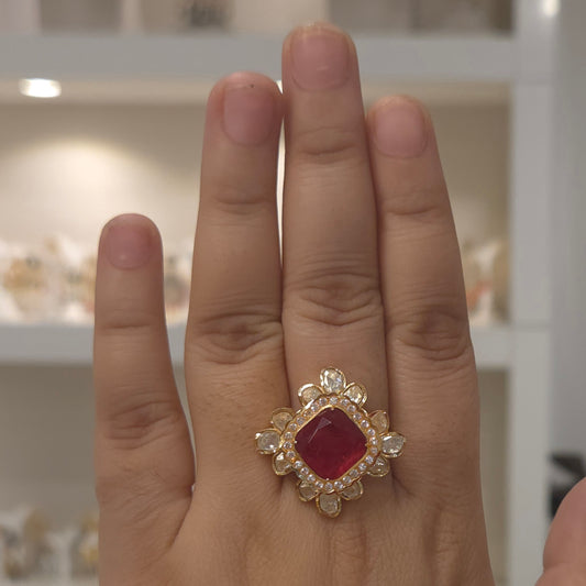 Hemanshi moissanite polki ring