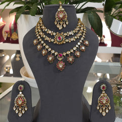 Rashi Silver Foil Polki necklace set