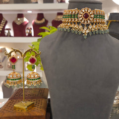 Heena moissanite polki choker set