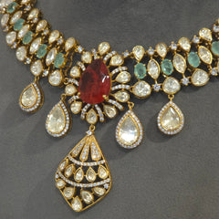 Myra moissanite polki necklace set