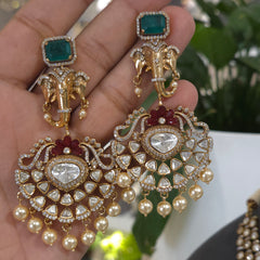 Shree gane moissanite polki set