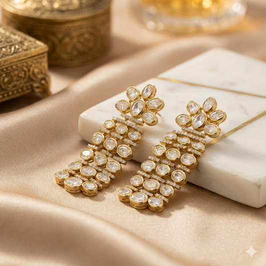 Mini moissanite polki earrings