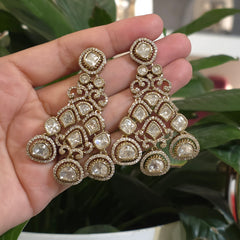 Rashnika Silver Foil Polki necklace set