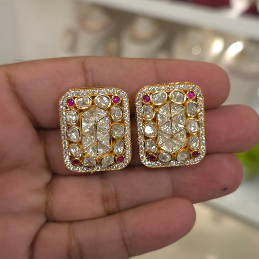 Mini moissanite polki studs