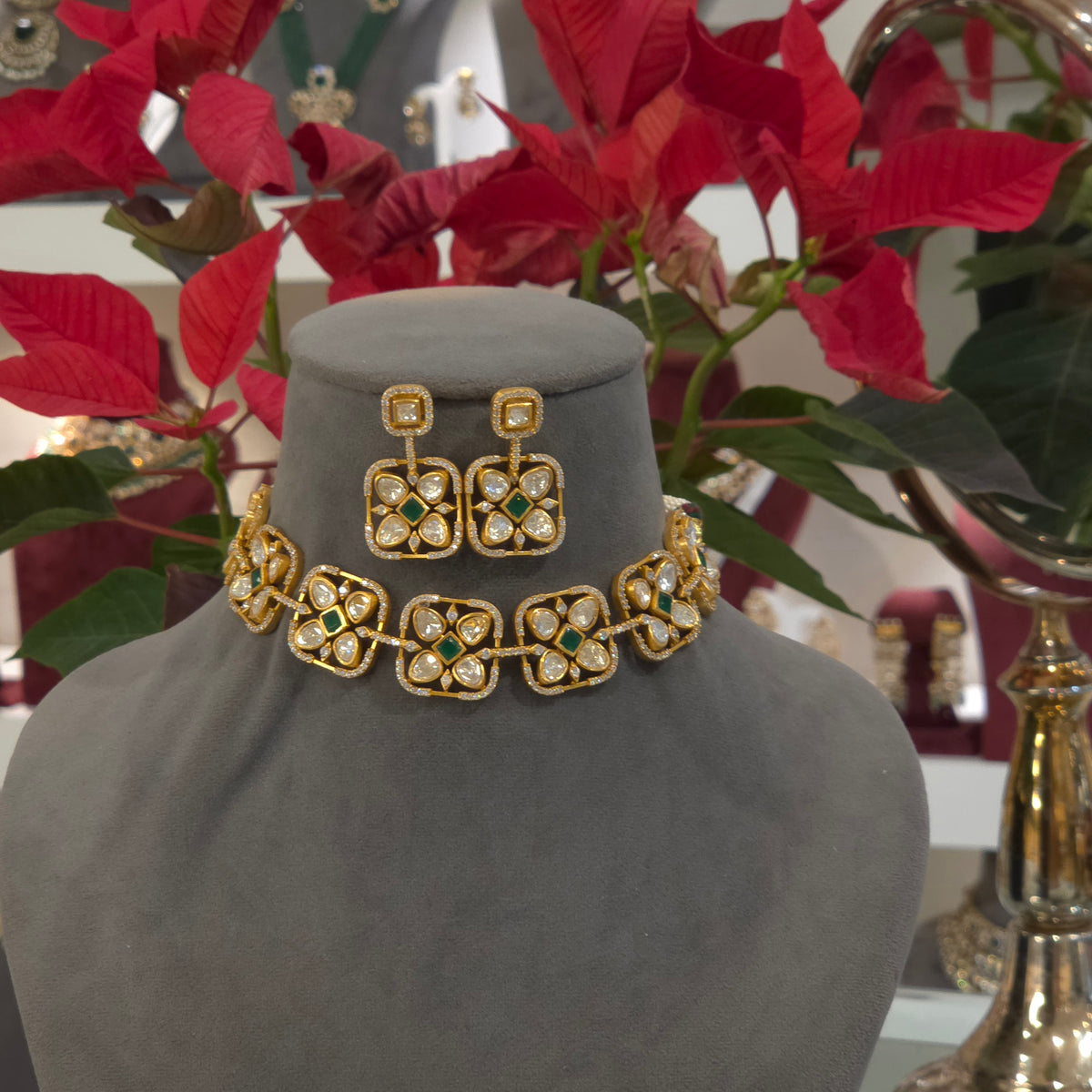 Harshita moissanite polki choker set