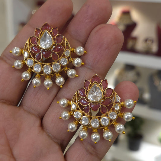 Zeenat moissanite polki studs with screwback