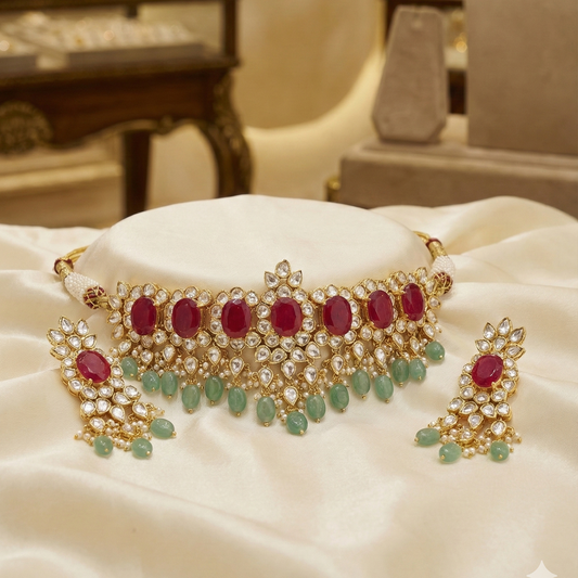 Mili moissanite polki choker set