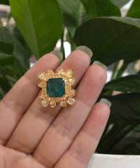Hemanshi moissanite polki ring