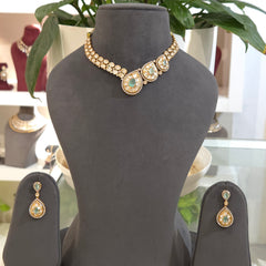 Rose polki necklace set