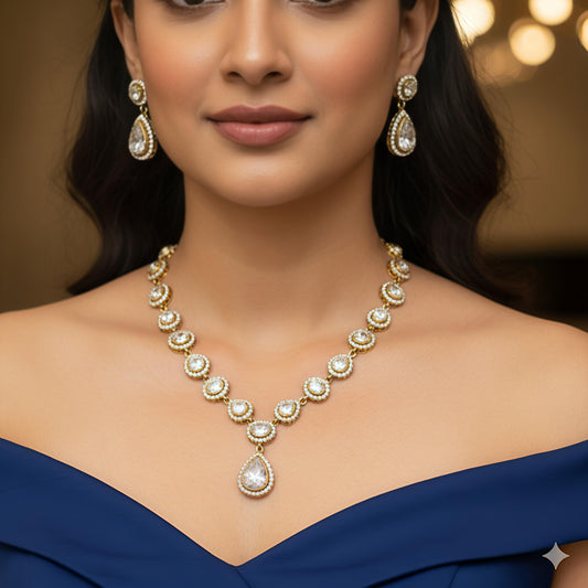 Mallika moissanite polki necklace