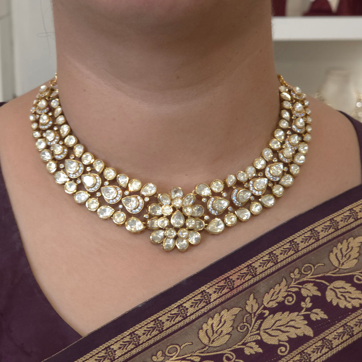 Sushma Moissanite Polki necklace set