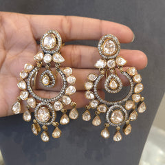 Palak moissanite polki earrings