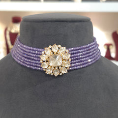 Mahreen moissanite polki choker set .