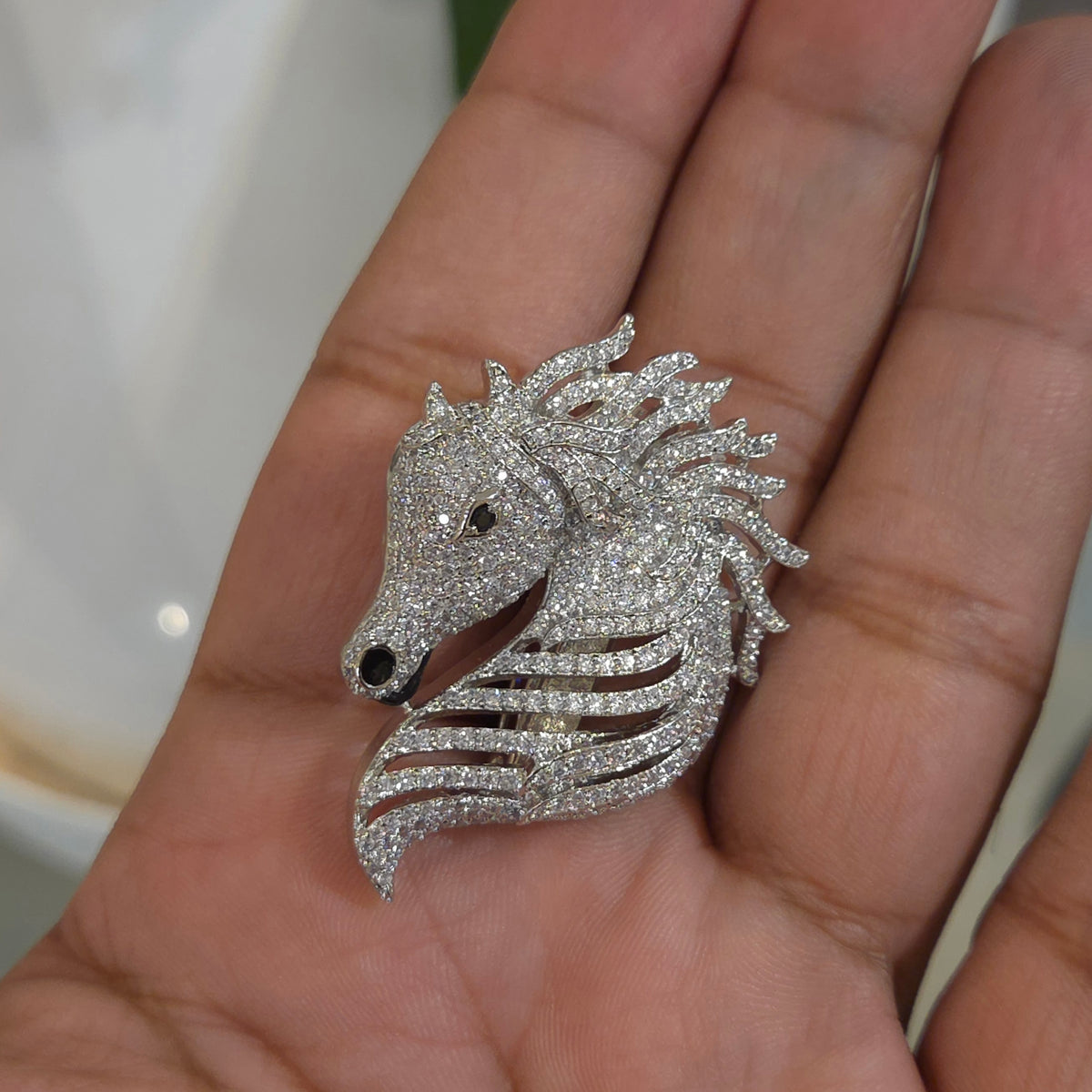 Stallion cz brooch