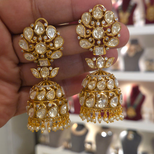 Zarina moissanite polki jhumka
