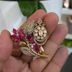 Lavender moissanite polki brooch