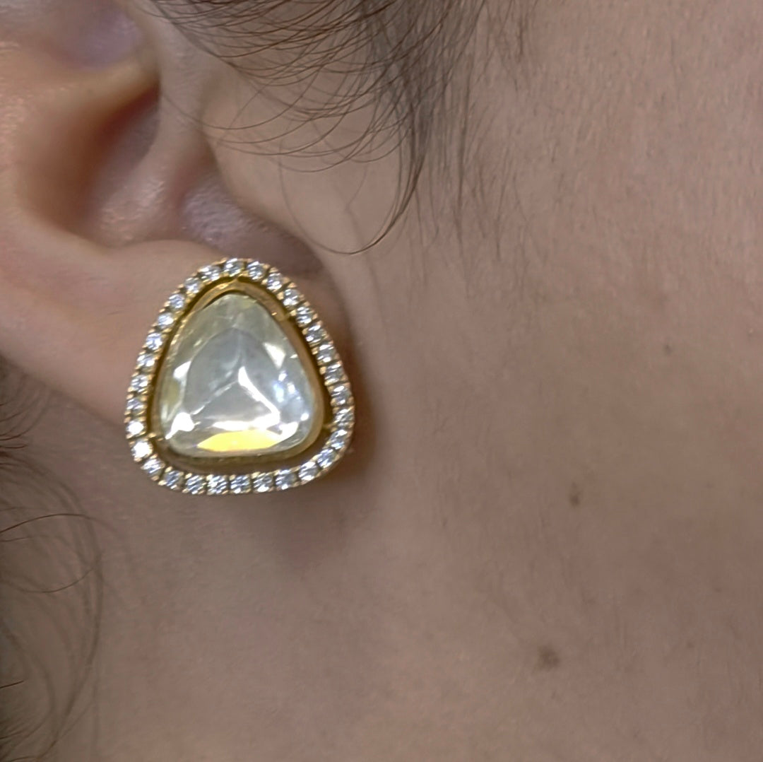 Daisy moissanite polki studs