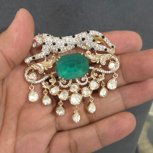 Cheetah polki brooch