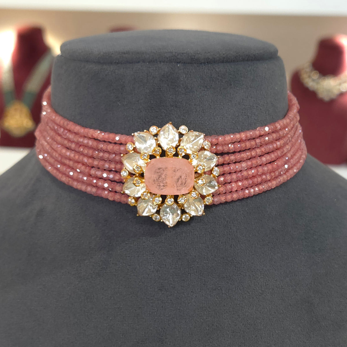 Mahreen moissanite polki choker set .