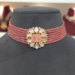 Mahreen moissanite polki choker set .