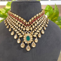 Anuvanshika Mossanite Polki bridal set