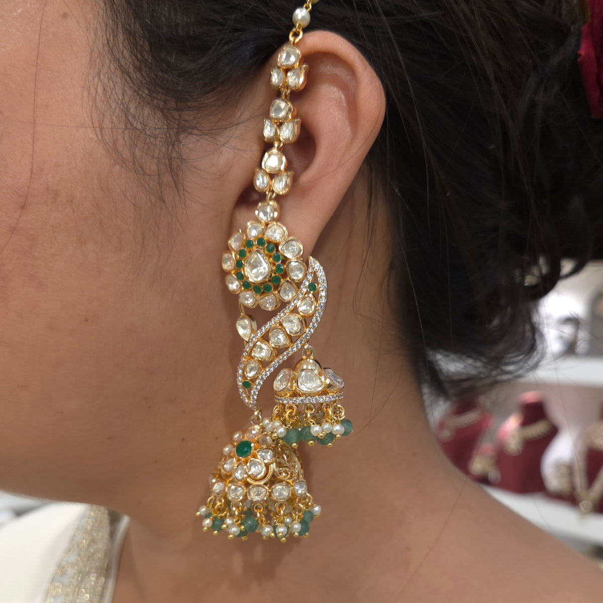 Gunjan moissanite polki jhumka