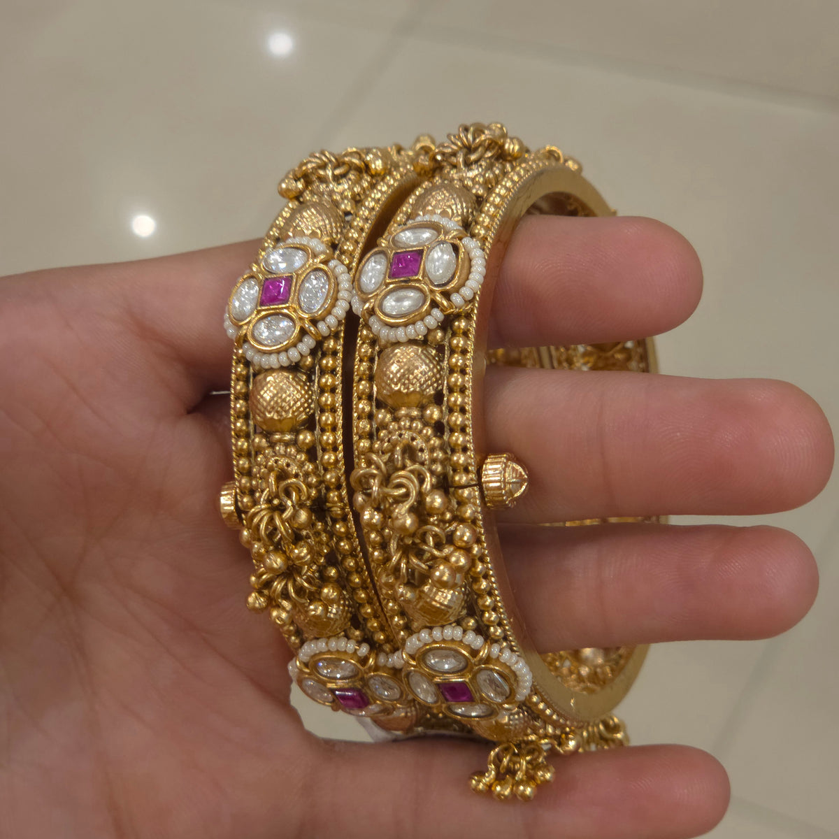 Diksha antique gold bangles