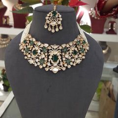 Sairah silver foil polki set