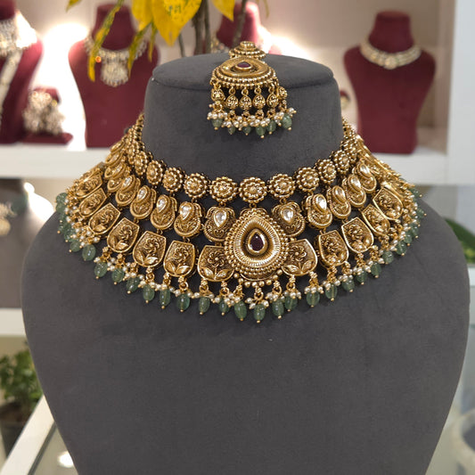 Jhanvi antique golden set