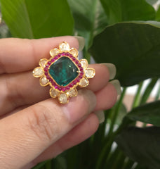 Hemanshi moissanite polki ring