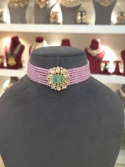 Mahreen moissanite polki choker set .