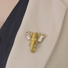 Elephant moissanite polki brooch