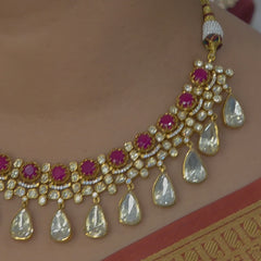 Amrita moissanite polki necklace set