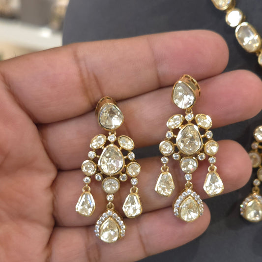 Isha Mossonite polki necklace set