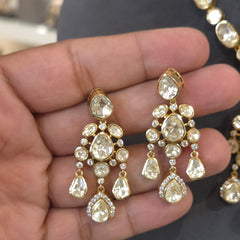 Isha Mossonite polki necklace set