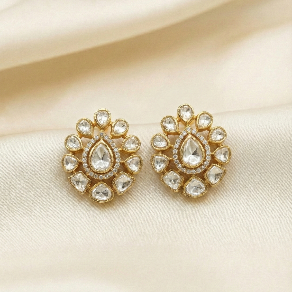 Rakhi moissanite polki studs