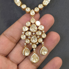 Isha Mossonite polki necklace set