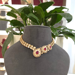 Rose polki necklace set