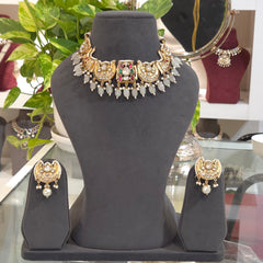 Nazneen fusion kundan polki necklace set