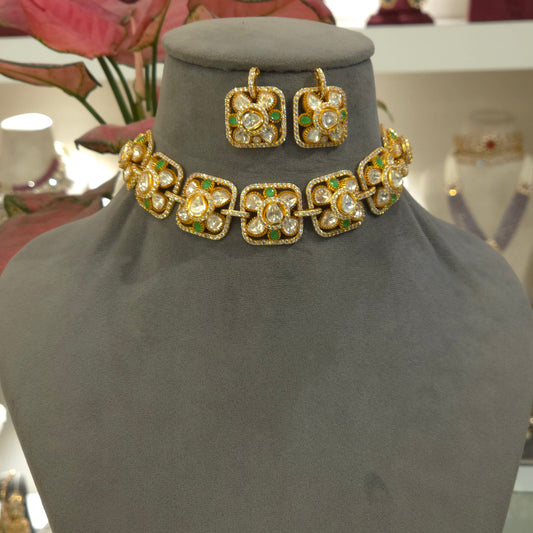 Mahima moissanite polki choker set