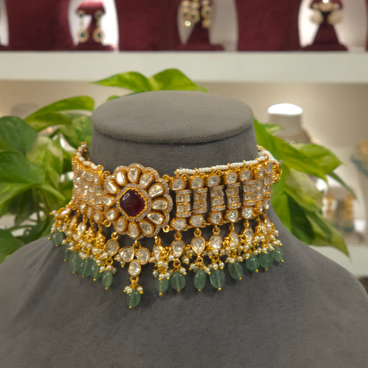 Heena moissanite polki choker set