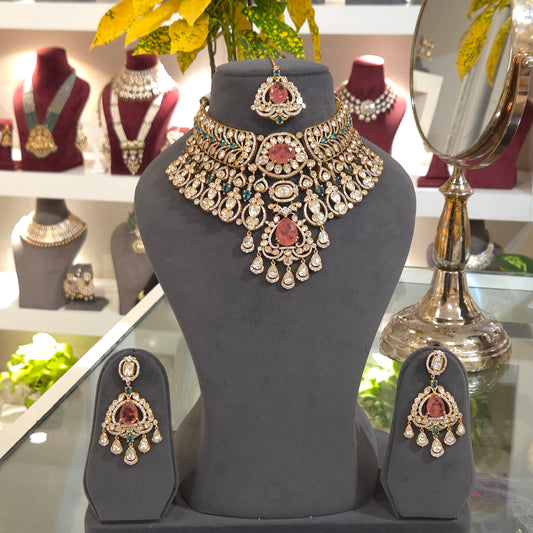 Jugnu polki bridal set